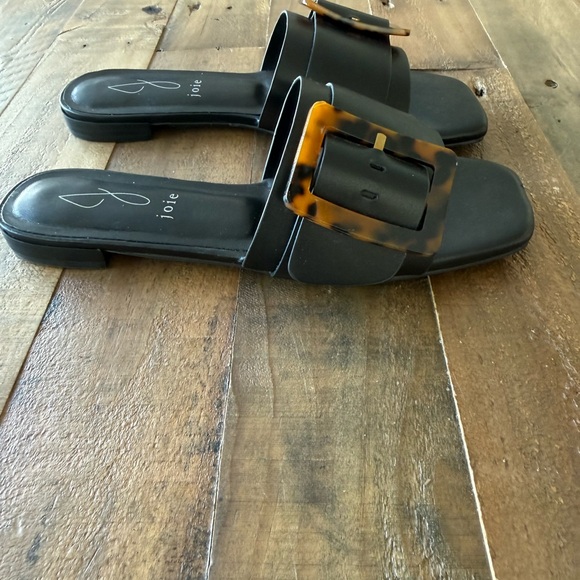 🍃 NWOT Joie Paige Black Sandal with Tortoise Accent - Size 7 - Picture 2 of 5